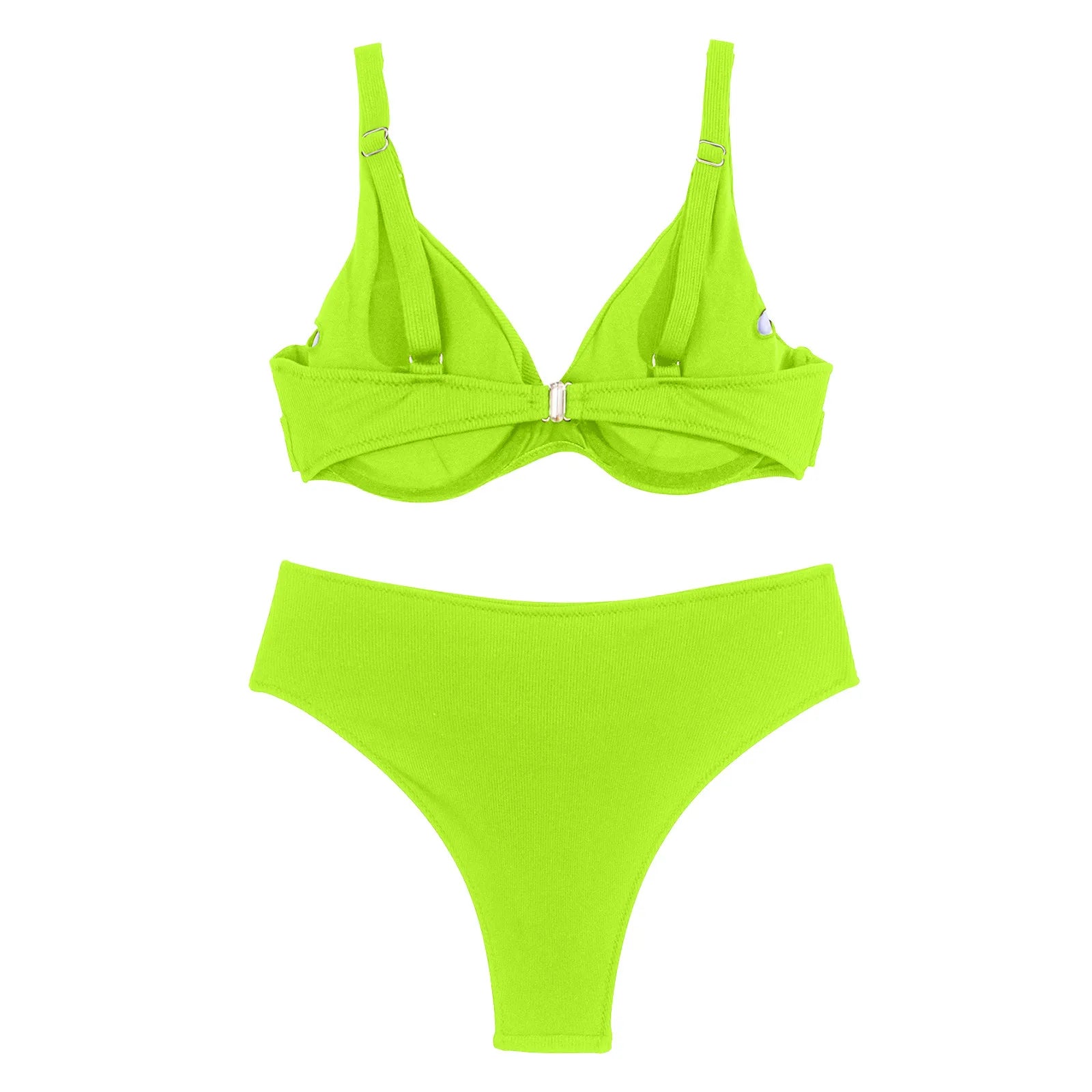 Women's Cross Bandage Bikinis Sets Sexy Push-Up Tankini Swimsuits High Waist Solid Color Swimwears 2024 Maillot De Bain Femme