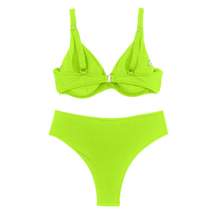 Women's Cross Bandage Bikinis Sets Sexy Push-Up Tankini Swimsuits High Waist Solid Color Swimwears 2024 Maillot De Bain Femme