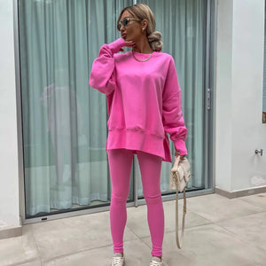 Women Tracksuit Sports Two Piece Set Casual Oversized Sweatshirts And Jogger Pants Set Fleece Sports Suits Workout Outfits Set