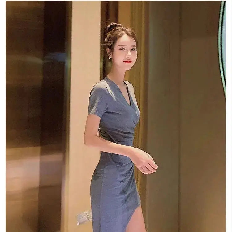 2024 Summer Korean Version New Fashion Sexy Temperament Dresses for Women Slim Fit and Slim Sexy Wrap Hip Skirt Trend