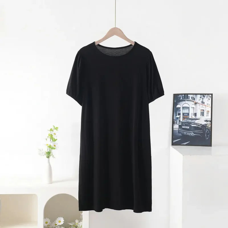 Plus size Summer women's Loose dress short sleeves solid color XL to 8XL  dresses