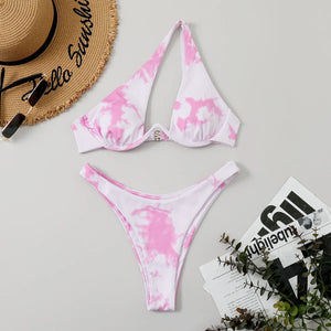 Sexy Micro Bikini 2024 Women Summer One Shoulder Neon High Cut Brazilian Bikini Set Push Up Swimming Suit Swimsuit