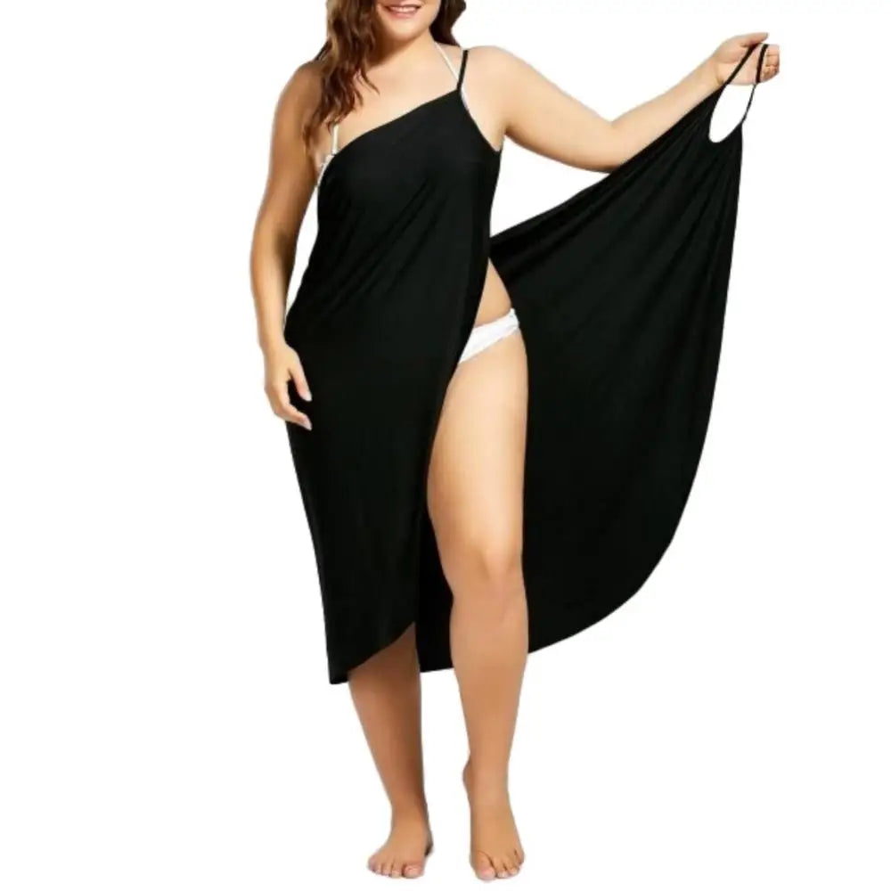 Plus Size Summer Beach Sexy Women Solid Color Wrap Dress Bikini Cover Up Sarongs