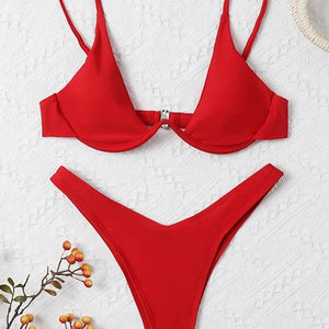 OIINAA Swimsuit Women Sexy Solid Bikini Set Two-piece Beachwear 2024 Summer Fashion Thong Swimwear Bather Bathing Suit Biquinis