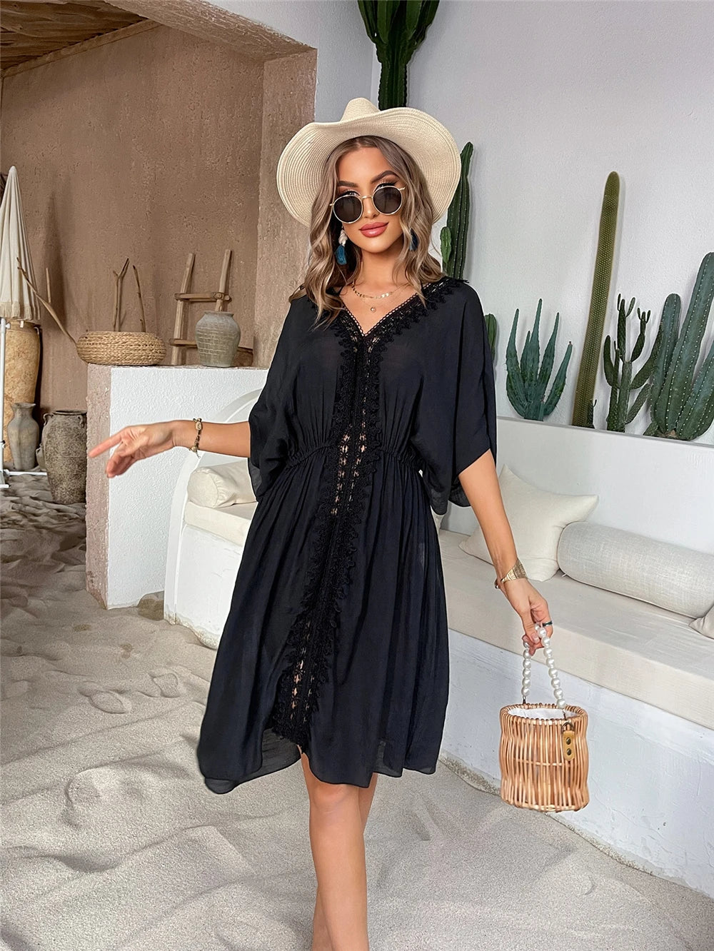 Bohemian Women's Swimsuit Dresses Sexy Beachwear Casual Beach Bathing Suit Cover Up Dress Beach Kimono Cover Ups Beach Dress