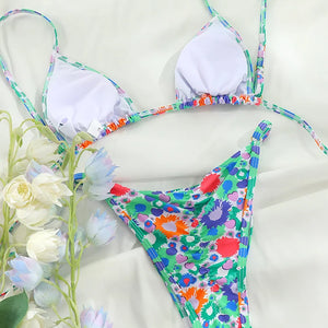 ZRTAK Print Bathing Suit Triangle Bikini Sets Sexy Swimwear Bikinis Thongs Women's Swimsuit Brazilian Biquinis Bandage Beachwear