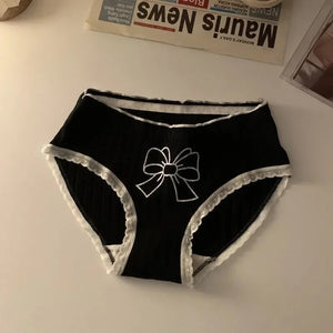 2024 Lolita Girls Bow-knot Cotton Underwear Japanese Ladies Cute Antibacterial Mid-waist Briefs Sexy Lingerie