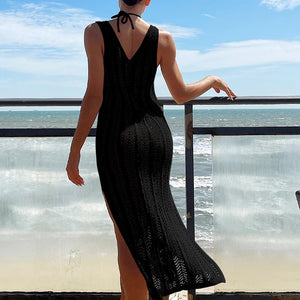 Summer Knitted Beach Dress Women Elegant Fashion Long Dresses Summer Slim Bohemian Holiday Outfits 2024 Beachwear Cover Ups