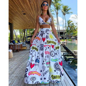 Dress Women Summer V Neck Spaghetti Strap Floral Sleeveless Casual Split Long Maxi Dress Halter Cover Up