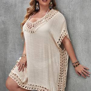 CROCHET BIKINI Plus Size Beach Tunic Women Swimwear Summer Sun Protection Clothes Cover Up Swim Beach Dress