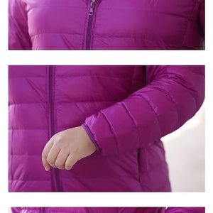 Plus Size 7xl 6xl 5xl Fall Women's Lightweight Water-Resistant Packable Hooded Jackets Autumn Winter Warm Female Down Coats