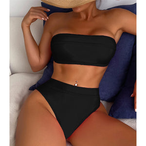 Sexy Bandeau High Leg Cut Female Swimsuit High Waist Bikini Women Swimwear Two-pieces Bikini set Bather Bathing Suit Swim K5444