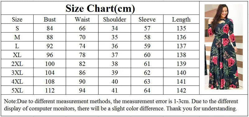 Women's Autumn Printed Long Sleeved Slim Fit Vestido 2024 Fashion Round Neck Flower Hollow Maxi Dresses Roupas Mujer 5XL