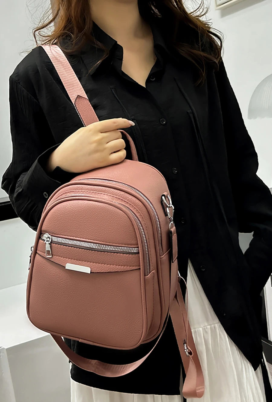 Multi Functional Female Backpack High Quality Leather Mochilas Luxurious Women's Designer Brand Backpacks Travel Bagpack Sac