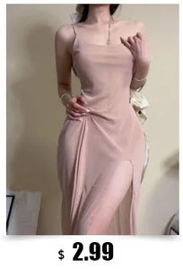 Summer Fashion Women Robe Sexy Sexy Goddess Split Long Dress Elegant Sweet Sexy Korean Women 2023 Spice Girls Dresses Y0XS