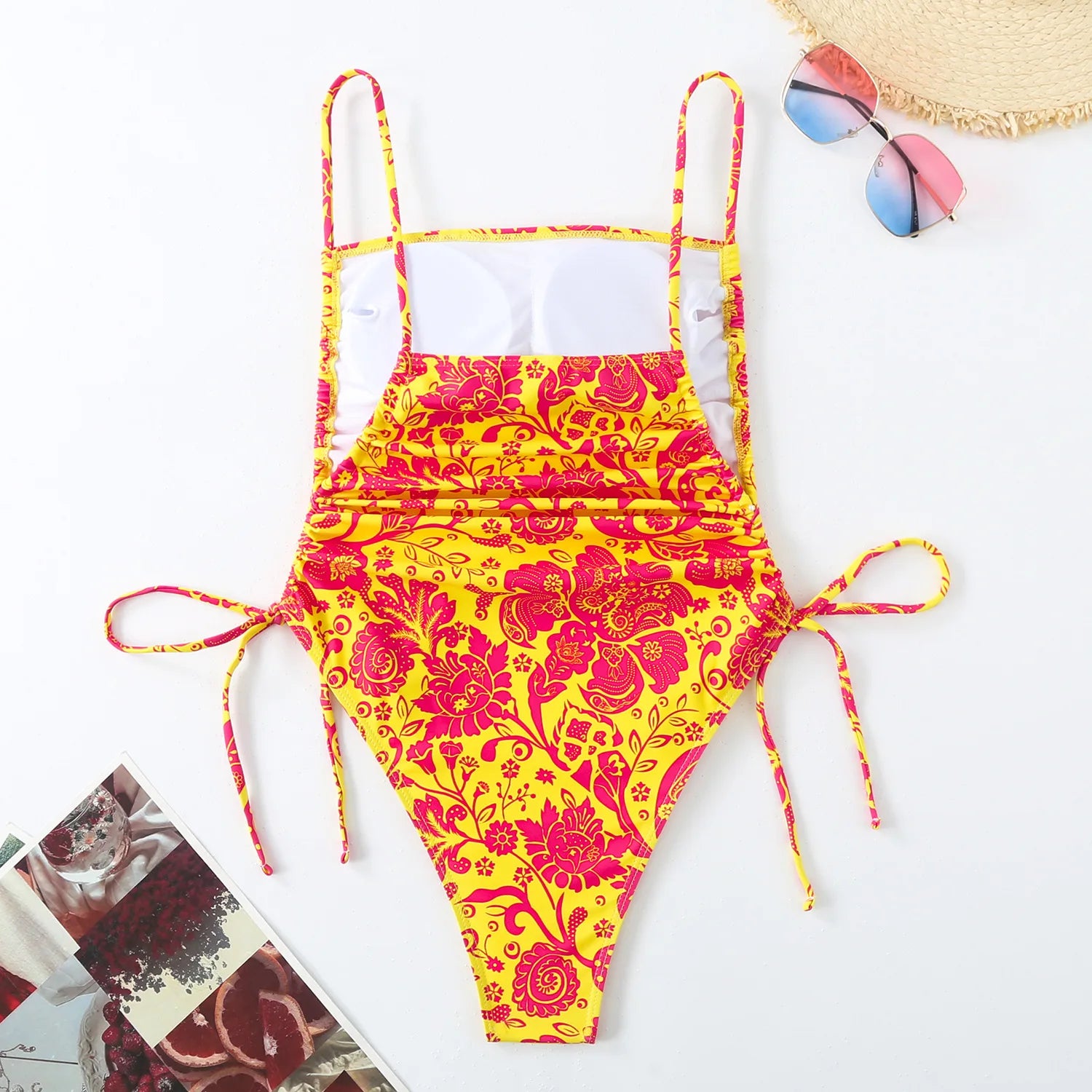 CHICHIC Tropical Plants Paisley Print One Piece Swimsuit Women Tummy Control Sexy Beachwear Vintage Bathing Suit Swimwear 2024