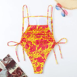 CHICHIC Tropical Plants Paisley Print One Piece Swimsuit Women Tummy Control Sexy Beachwear Vintage Bathing Suit Swimwear 2024