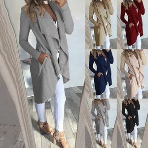 Women's Waterfall Lapel Trench Coat Ladies Cardigan Jacket Outwear Tops Plus Size Clothing Blazer Suit Clothes 2023-2024