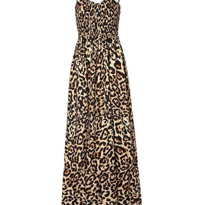 Summer new leopard print camisole V-neck dress high waisted skirt sexy temperament  long skirt women's clothing plus size