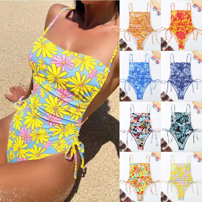 CHICHIC Tropical Plants Paisley Print One Piece Swimsuit Women Tummy Control Sexy Beachwear Vintage Bathing Suit Swimwear 2024