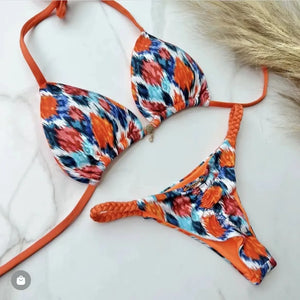 2024 Women Bikini suit Sexy Strap Printed Swimsuit