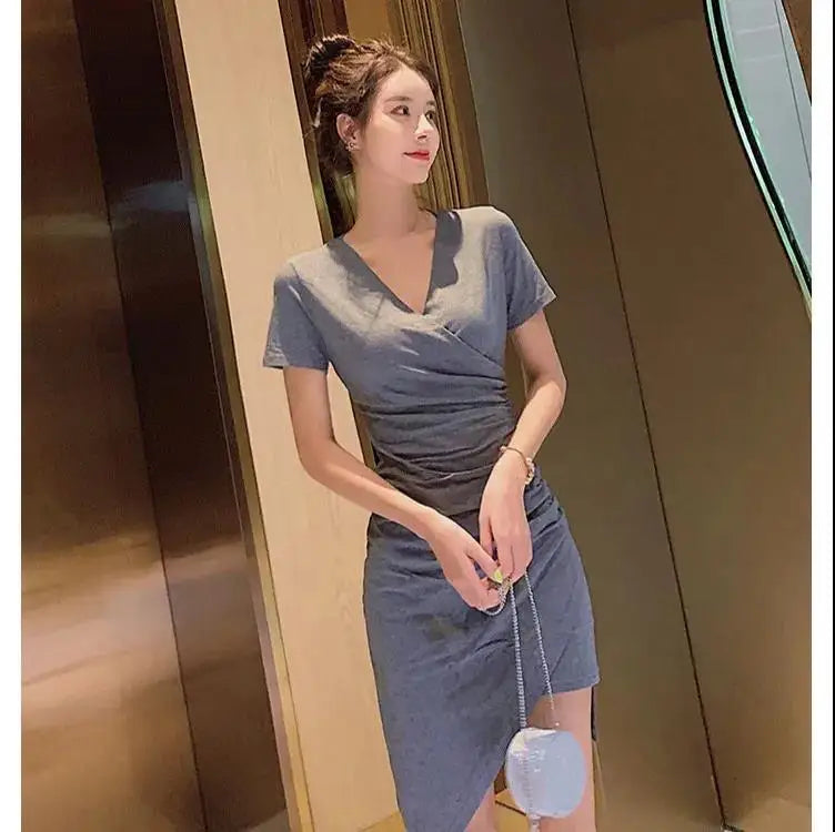 2024 Summer Korean Version New Fashion Sexy Temperament Dresses for Women Slim Fit and Slim Sexy Wrap Hip Skirt Trend