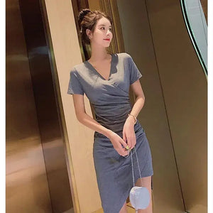 2024 Summer Korean Version New Fashion Sexy Temperament Dresses for Women Slim Fit and Slim Sexy Wrap Hip Skirt Trend