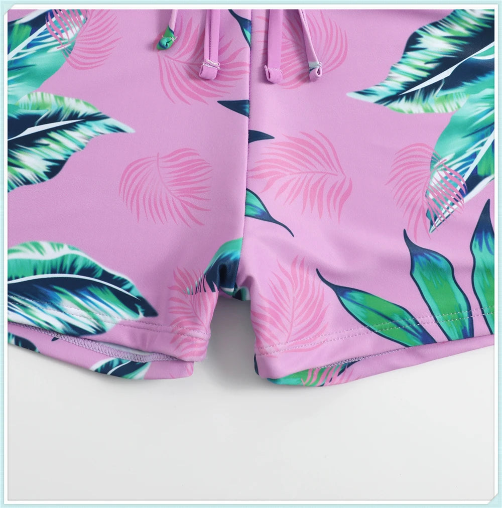 Tropical Print Drawstring Bikini Women High Waist Swimsuit Front Tie Shorts Swimwear Female Sexy Bathing Suit Beach Wear Summer