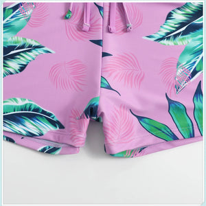 Tropical Print Drawstring Bikini Women High Waist Swimsuit Front Tie Shorts Swimwear Female Sexy Bathing Suit Beach Wear Summer