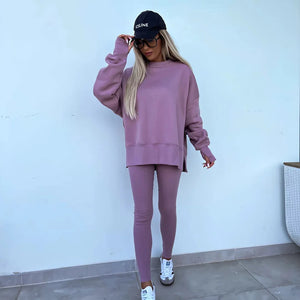 Women Tracksuit Sports Two Piece Set Casual Oversized Sweatshirts And Jogger Pants Set Fleece Sports Suits Workout Outfits Set