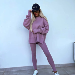 Women Tracksuit Sports Two Piece Set Casual Oversized Sweatshirts And Jogger Pants Set Fleece Sports Suits Workout Outfits Set