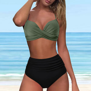 Floral Twist High Waist Bikini Set Swimsuit For Women Push Up Two Pieces Swimwear 2023 Beach Bathing Suits Women Swimwear