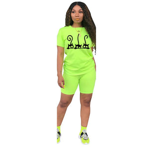 Women's Tracksuit T-Shirts Suit Short Sets for Women 2 Pieces Daily Casual 2024 Jogging Summer Sports Outfit Legging Matching