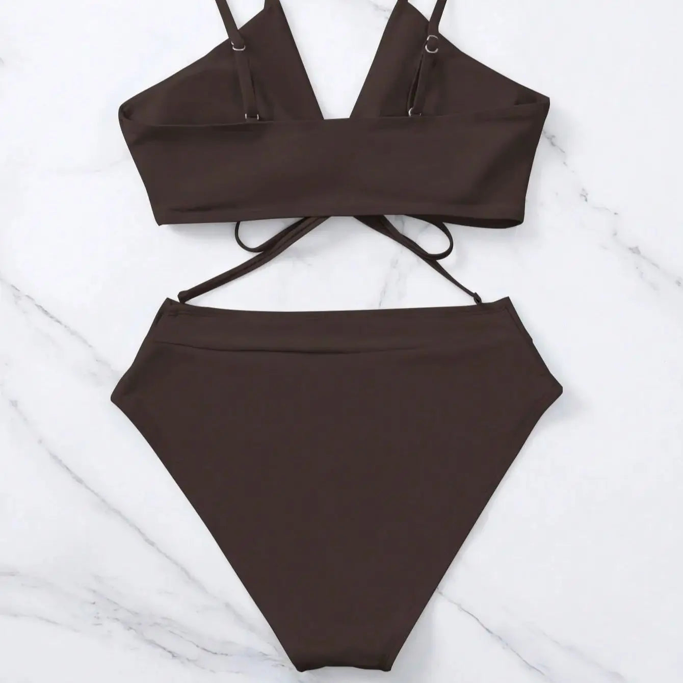 Tie Straps Female Bikini Suit 2 Pieces Beach Set V Type Waist Swimming Shorts Sexy Women Swimwear