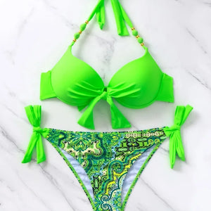 Sexy Push Up Bikini 2024 Women Swimsuit Two Piece Swimwear Female Thong Bikinis Set Swimming for Bathing Suits Brazilian Biquini