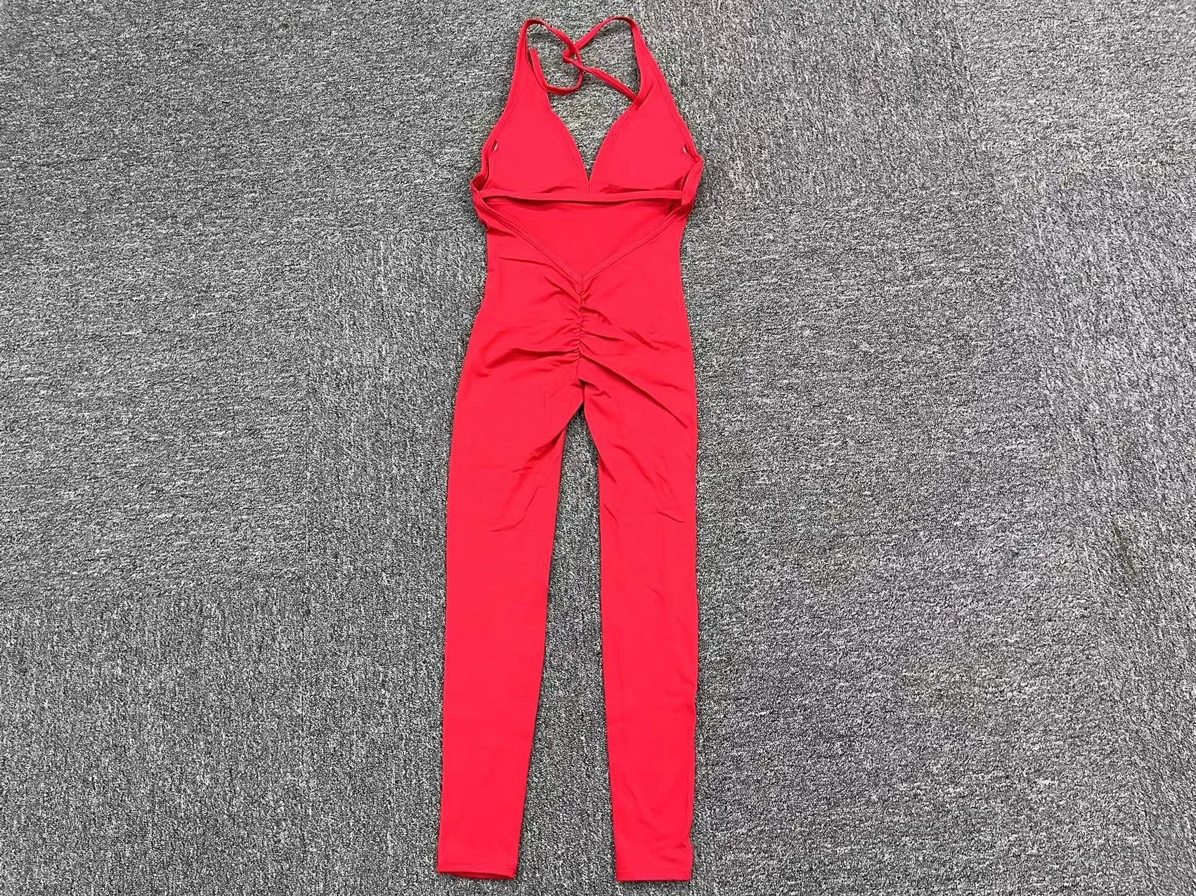 Sexy Backless Scrunch Sporty Jumpsuit Raises Butt One Piece Women Clothing Sleeveless Gym Fitness Yoga Dance Overalls Black Red