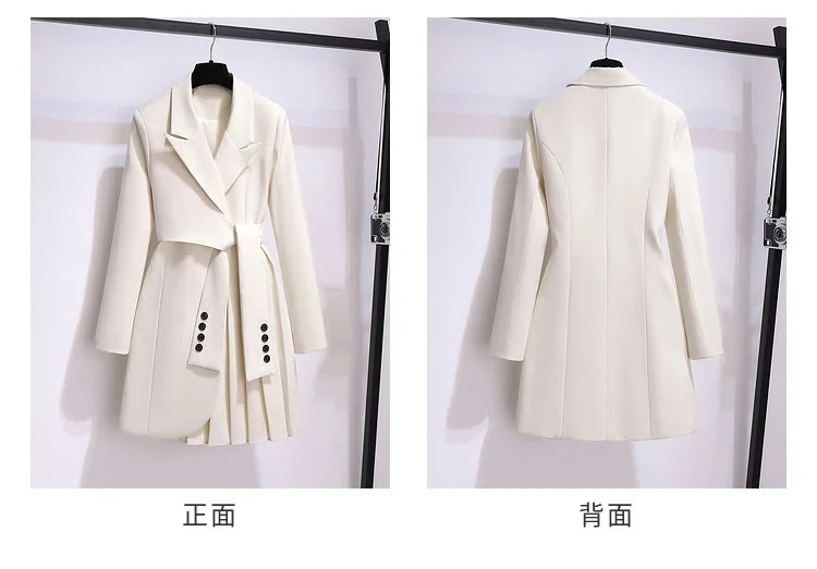 2022 Spring Slim Blazer Dress Office Lady New Casual Button Belt Mini Dresses Women's Elegant Fashion Solid Color Party Vestidos