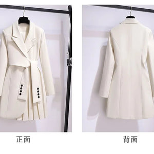 2022 Spring Slim Blazer Dress Office Lady New Casual Button Belt Mini Dresses Women's Elegant Fashion Solid Color Party Vestidos