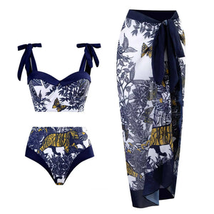 2023 New Arrival Push Up Women Bikini Set Floral Printed Ruffle Bikinis Strappy Bandage Swimwear Brazilian Biquini Bathing Suit