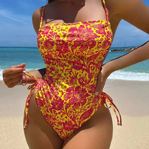 CHICHIC Tropical Plants Paisley Print One Piece Swimsuit Women Tummy Control Sexy Beachwear Vintage Bathing Suit Swimwear 2024