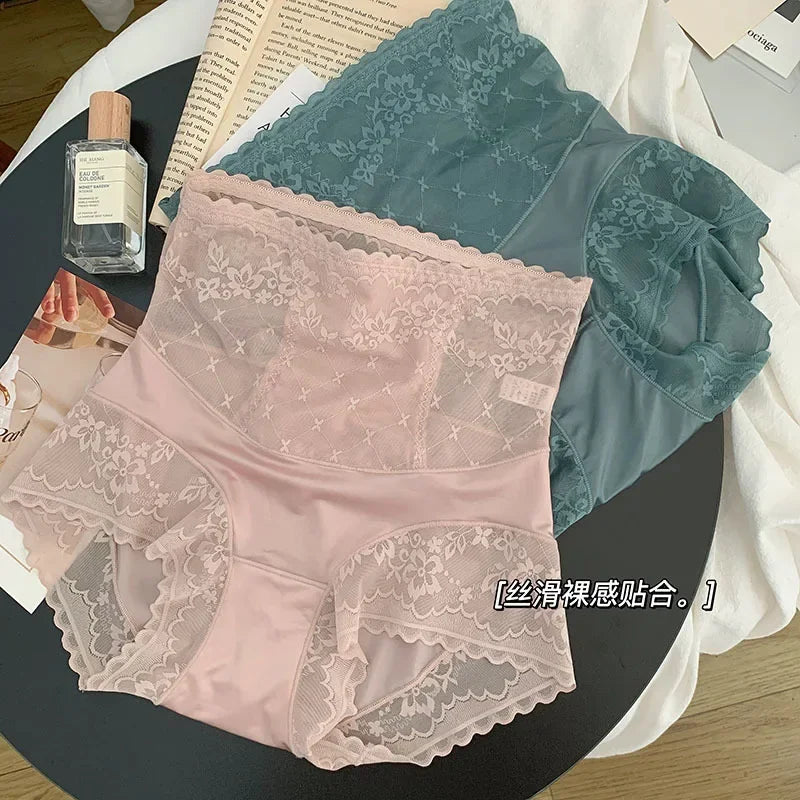 Retro Women High-Rise Underwear High Quality Antibacterial Lady Briefs Panties Female Lingerie Intimates Satin Surface Bow