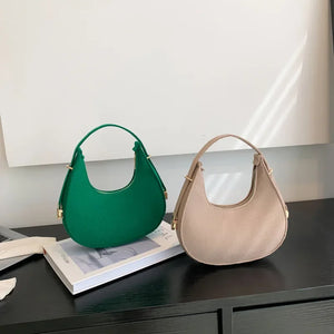 Fashion Luxury Design Felt Shoulder Hobo Bag Women Clutch Handbag Purse Female Solid Color Underarm Bag Small Shopper Tote