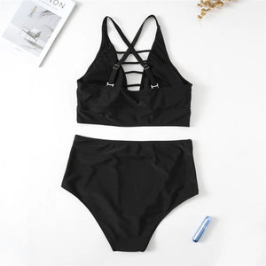 0XL - 4XL Sexy V Neck Bikini Large Size Swimwear Plus Size Women Swimsuit Female Two-pieces Bikini set Bather Bathing Suit V3783