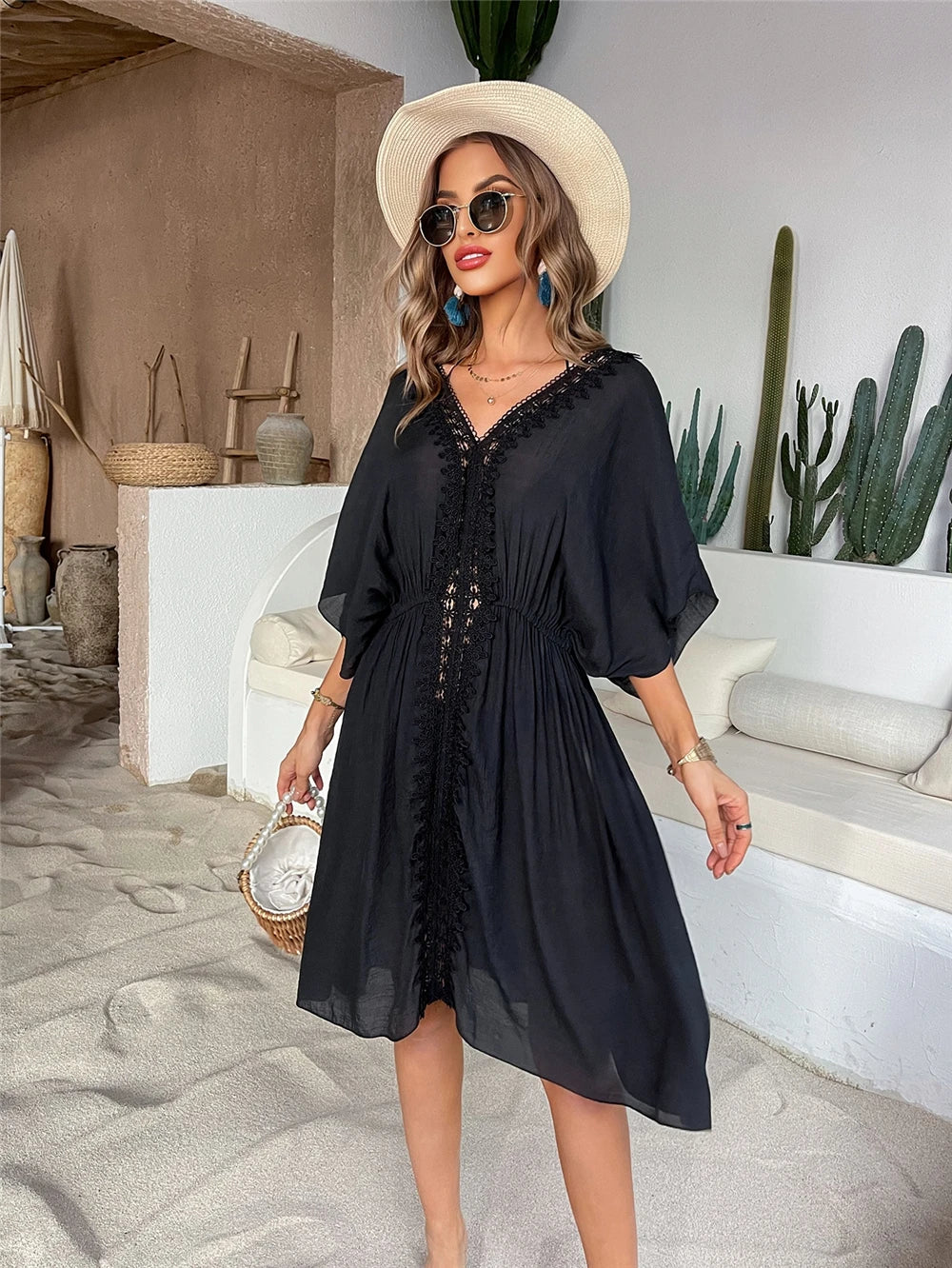 Bohemian Women's Swimsuit Dresses Sexy Beachwear Casual Beach Bathing Suit Cover Up Dress Beach Kimono Cover Ups Beach Dress