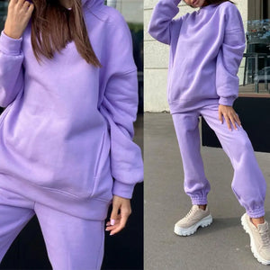 Hoodie pants set Tracksuit Women Outfit Sewing Suits Outfit Two Piece Jogging Set Velour Sweatshirt Hoodie Pants Suit Womens