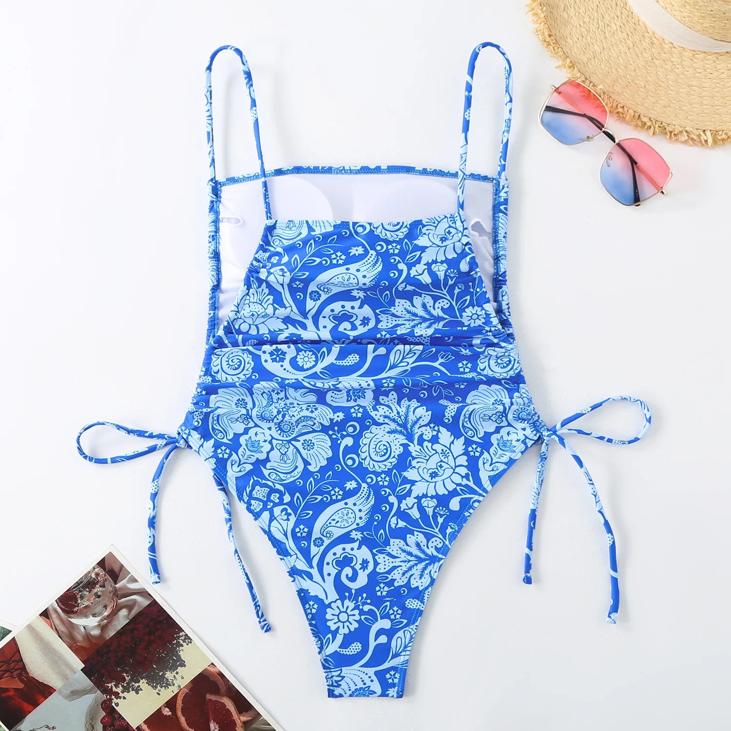 CHICHIC Tropical Plants Paisley Print One Piece Swimsuit Women Tummy Control Sexy Beachwear Vintage Bathing Suit Swimwear 2024