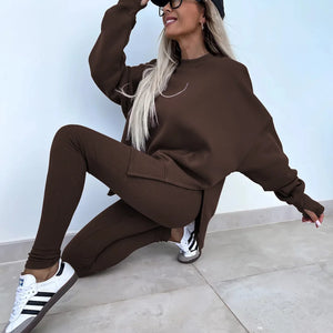 Women Tracksuit Sports Two Piece Set Casual Oversized Sweatshirts And Jogger Pants Set Fleece Sports Suits Workout Outfits Set