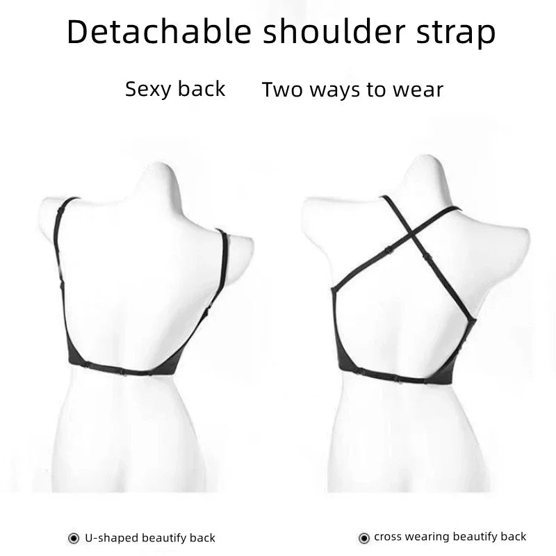 Invisible Lift Up Bra Backless Women Summer Bras Low Cut Sexy Plunge Brassiere Open Back Underwear Seamless Deep U Lingerie