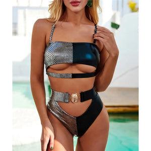 Sexy Bandeau Strapless Bikini High Waist Swimsuit Women Swimwear Bikini set Black Bather High Waist Bathing Suit Swim V1798S