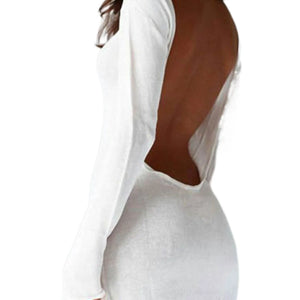 Women Summer Fall Summer Sexy Dress Long Sleeve Backless Hip Dress Slim-Fit Short Dress for Bar Parties Clubs Beachwear